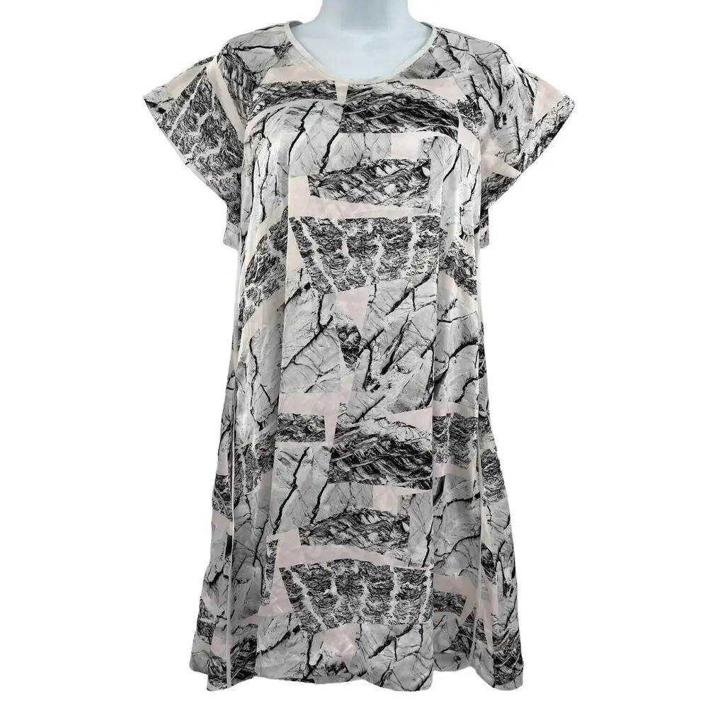 Kaelen Dress Pink Gray Short Sleeve Open Back High Low Hem
